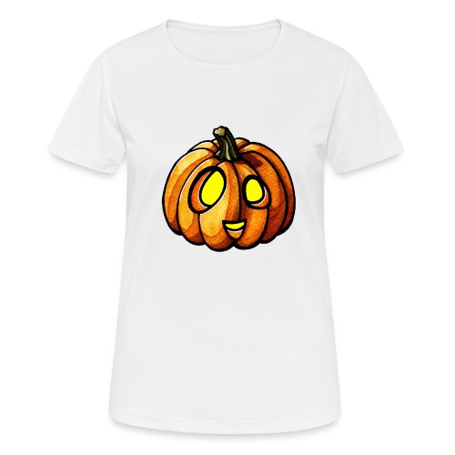 Pumpkin Halloween watercolor scribblesirii - naisten tekninen t-paita