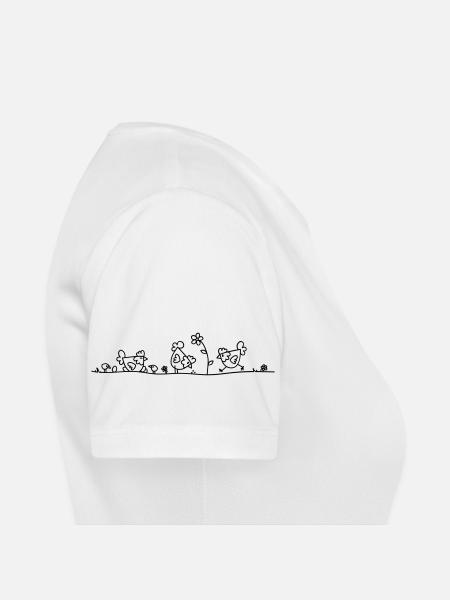 Glückliche Hühner Line Art - Frauen T-Shirt atmungsaktiv - Weiß - Rechts