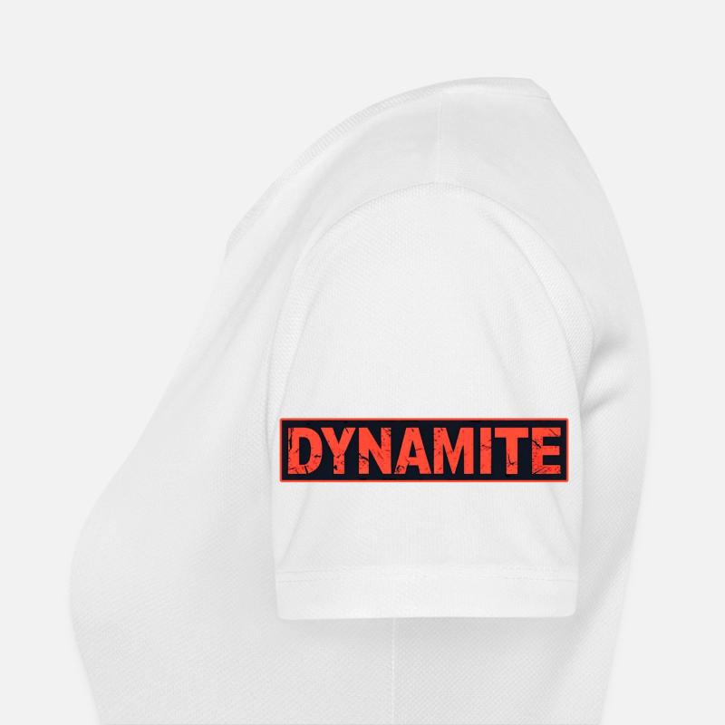 Dynamitisches rotes Grunge-Poster Frauen T-Shirt atmungsaktiv