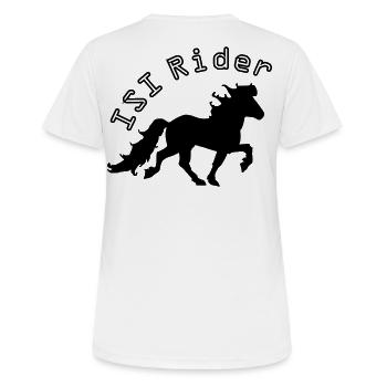 Islandpferd ISI Rider Pferdesport Tölten - Frauen T-Shirt atmungsaktiv - Weiß - Hinten - AI Model Female 172 dark (172cm)