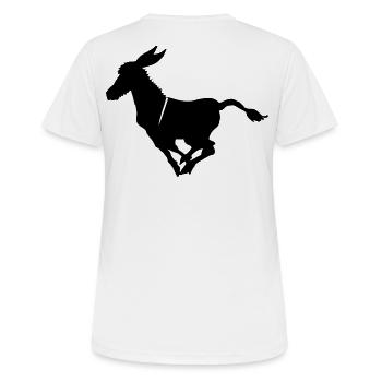 Süßer Esel im Galopp Grautier  - Frauen T-Shirt atmungsaktiv - Weiß - Hinten - AI Model Female 172 dark (172cm)