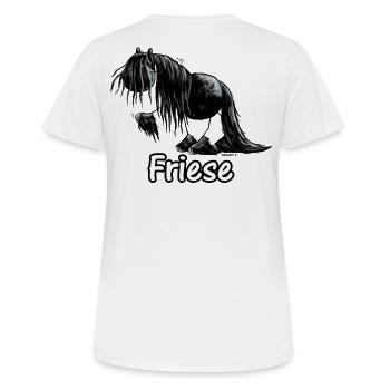 Drôle frison - frison - Cheval - T-shirt respirant Femme - blanc - Dos - AI Model Female 172 dark (172cm)