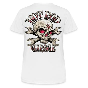 Hot Rod Garage V8 - Frauen T-Shirt atmungsaktiv - Weiß - Hinten - AI Model Female 172 dark (172cm)
