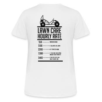 Salaire horaire tondeuse à gazon - T-shirt respirant Femme - blanc - Dos - AI Model Female 172 dark (172cm)