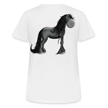 Es ist Friesenpferd Zeit - Frauen T-Shirt atmungsaktiv - Weiß - Hinten - AI Model Female 172 dark (172cm)