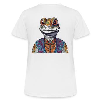 Colorful lizard in street style - Women's Breathable T-Shirt - white - Back - AI Model Female 172 dark (172cm)