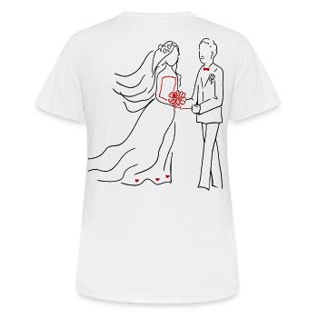 Wedding Married - Women's Breathable T-Shirt - white - Back - AI Model Female 172 dark (172cm)