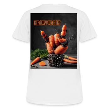 Heavy Vegan - Frauen T-Shirt atmungsaktiv - Weiß - Hinten - AI Model Female 172 dark (172cm)