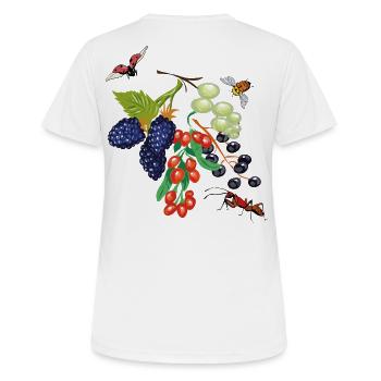 Obst mit Insekten - Frauen T-Shirt atmungsaktiv - Weiß - Hinten - AI Model Female 172 dark (172cm)