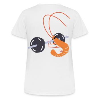 Bodybuilding Sallle Garnelen - Frauen T-Shirt atmungsaktiv - Weiß - Hinten - AI Model Female 172 dark (172cm)