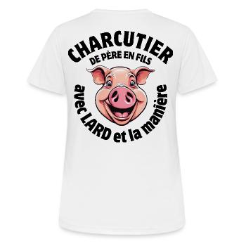 boucher, boucherie, je suis bouche - T-shirt respirant Femme - blanc - Dos - AI Model Female 172 dark (172cm)