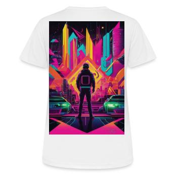 Neon Frontier Astronaut in Neon City - Frauen T-Shirt atmungsaktiv - Weiß - Hinten - AI Model Female 172 dark (172cm)