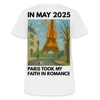 Eiffelturm on Fire - Frauen T-Shirt atmungsaktiv - Weiß - Hinten - AI Model Female 172 dark (172cm)