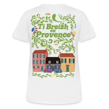 Ti Breizh in Provence - Frauen T-Shirt atmungsaktiv - Weiß - Hinten - AI Model Female 172 dark (172cm)