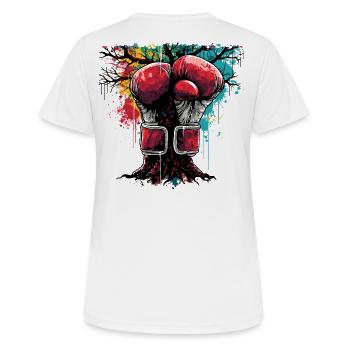 Boxhandschuhe boxing champion baum - Frauen T-Shirt atmungsaktiv - Weiß - Hinten - AI Model Female 172 dark (172cm)