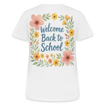 Back to School Floral Design - Women's Breathable T-Shirt - white - Back - AI Model Female 172 dark (172cm)