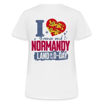 Normandie Geschenk Ich liebe die Normandie - Frauen T-Shirt atmungsaktiv - Weiß - Hinten - AI Model Female 172 dark (172cm)