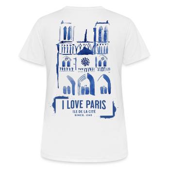 Notre Dame Cathedral in Blue Aquatint - Women's Breathable T-Shirt - white - Back - AI Model Female 172 dark (172cm)