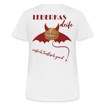 Teuflische Leberkassemmel nicht nur zu Halloween - Frauen T-Shirt atmungsaktiv - Weiß - Hinten - AI Model Female 172 dark (172cm)