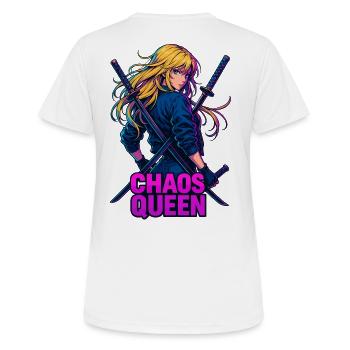 Chaos Queen Kämpferin Zweikampf Samurai Motiv - Frauen T-Shirt atmungsaktiv - Weiß - Hinten - AI Model Female 172 dark (172cm)