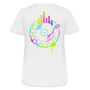 Musique Vinyle Platine DJ Equalizer Retro - T-shirt respirant Femme - blanc - Dos - AI Model Female 172 dark (172cm)