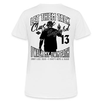 Motards – Let Them Talk – Biker Design - T-shirt respirant Femme - blanc - Dos - AI Model Female 172 dark (172cm)