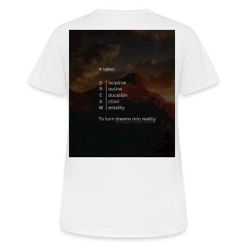 Traum in Bergkulisse – Disziplin - Frauen T-Shirt atmungsaktiv - Weiß - Hinten - AI Model Female 172 dark (172cm)