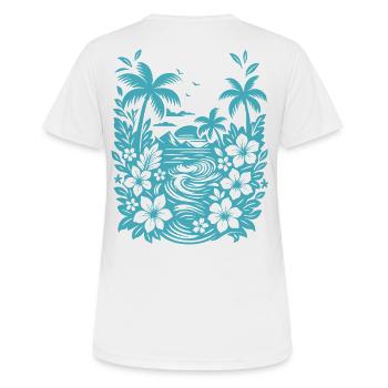Beach Tropical Lagoon Silhouette - Women's Breathable T-Shirt - white - Back - AI Model Female 172 dark (172cm)