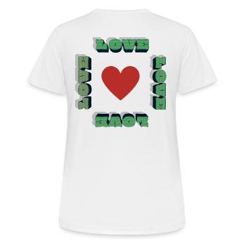 LOVE WINS Liebe Retro Motiv  - Frauen T-Shirt atmungsaktiv - Weiß - Hinten - AI Model Female 172 dark (172cm)