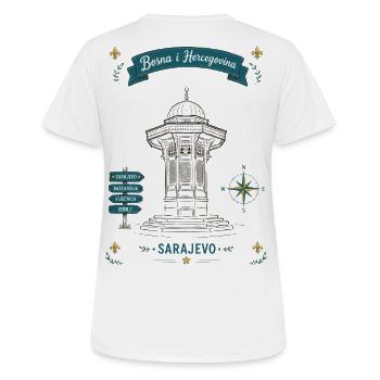 Sarajevo Denkmal Laternen-Motiv - Frauen T-Shirt atmungsaktiv - Weiß - Hinten - AI Model Female 172 dark (172cm)