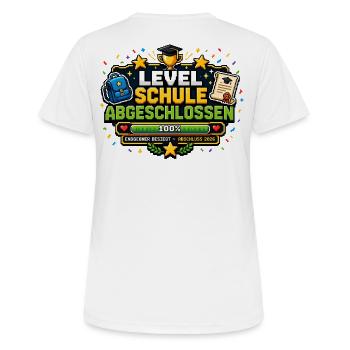 Level Schule abgeschlossen – Abschluss 2026 - Frauen T-Shirt atmungsaktiv - Weiß - Hinten - AI Model Female 172 dark (172cm)