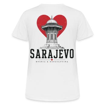 Sarajevo Heart Tower Graphic - Women's Breathable T-Shirt - white - Back - AI Model Female 172 dark (172cm)