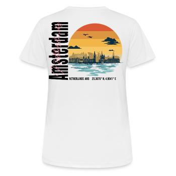 Pays-Bas Vintage Skyline avec Sunset - T-shirt respirant Femme - blanc - Dos - AI Model Female 172 dark (172cm)