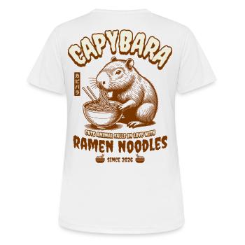 Capybara Ramen Nudeln Retro Kunst - Frauen T-Shirt atmungsaktiv - Weiß - Hinten - AI Model Female 172 dark (172cm)