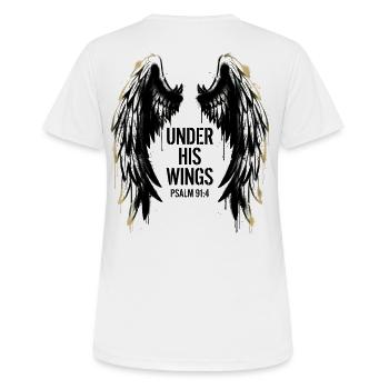 Sous ses ailes - Psaume 91:4 - Art streetwear - T-shirt respirant Femme - blanc - Dos - AI Model Female 172 dark (172cm)