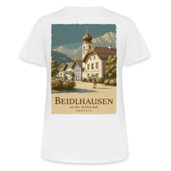 Beidlhausen Poster - Alpen Dorfharmonie - Frauen T-Shirt atmungsaktiv - Weiß - Hinten - AI Model Female 172 dark (172cm)