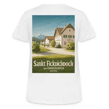 Sankt Fickdichdoch - Postkartenmotiv - Frauen T-Shirt atmungsaktiv - Weiß - Hinten - AI Model Female 172 dark (172cm)