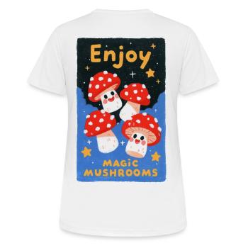 Enjoy bunte Pilze - Frauen T-Shirt atmungsaktiv - Weiß - Hinten - AI Model Female 172 dark (172cm)