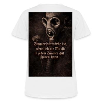Gasmaske und Blume mit Spruch - Frauen T-Shirt atmungsaktiv - Weiß - Hinten - AI Model Female 172 dark (172cm)