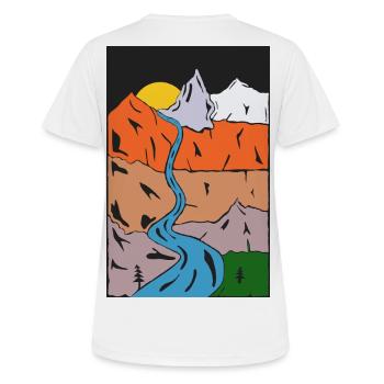 Gebirgsfluss Sonnenuntergang Panorama - Frauen T-Shirt atmungsaktiv - Weiß - Hinten - AI Model Female 172 dark (172cm)