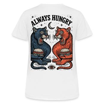 Duo chat toujours affamé avec burger - T-shirt respirant Femme - blanc - Dos - AI Model Female 172 dark (172cm)