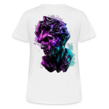 Neon Statue Antike Büste Vaporwave Cyberpunk - Frauen T-Shirt atmungsaktiv - Weiß - Hinten - AI Model Female 172 dark (172cm)
