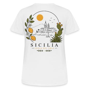 Sizilien Küstenidylle - Frauen T-Shirt atmungsaktiv - Weiß - Hinten - AI Model Female 172 dark (172cm)