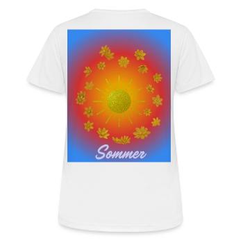 Sommer Sonne Glitzerblumen Muster - Frauen T-Shirt atmungsaktiv - Weiß - Hinten - AI Model Female 172 dark (172cm)