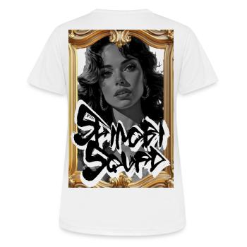 Samoanisches Seelengraffiti-Porträt - Frauen T-Shirt atmungsaktiv - Weiß - Hinten - AI Model Female 172 dark (172cm)