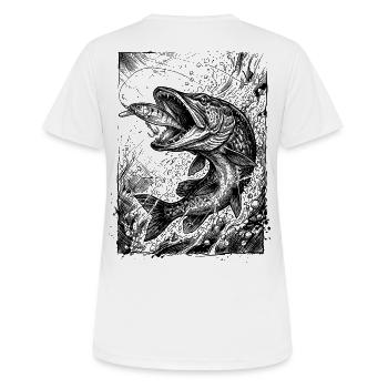 Pike on the Wobbler | Classic Collection - Women's Breathable T-Shirt - white - Back - AI Model Female 172 dark (172cm)