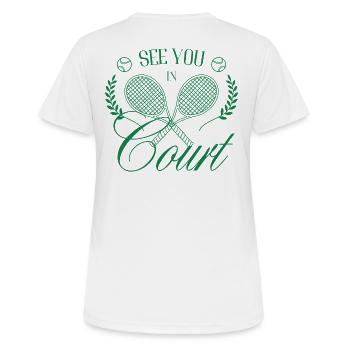On se voit au Club de Tennis Court - T-shirt respirant Femme - blanc - Dos - AI Model Female 172 dark (172cm)