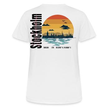 Sweden Stockholm Skyline Vintage - Frauen T-Shirt atmungsaktiv - Weiß - Hinten - AI Model Female 172 dark (172cm)