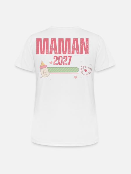 Mutter 2027 Schwangerschaftsankündigung – Werdende Mutter - Frauen T-Shirt atmungsaktiv - Weiß