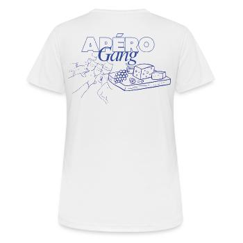 Plat d’apéritif, vin - T-shirt respirant Femme - blanc - Dos - AI Model Female 172 dark (172cm)
